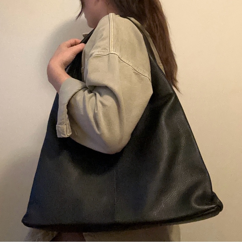 Black Italian Leather Tote Bag